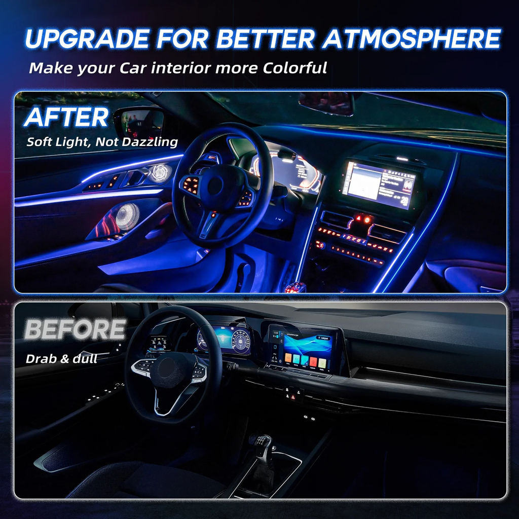 RGB LED Ambient Interior Light Kit - 8-in-1, App Control with Music Sync